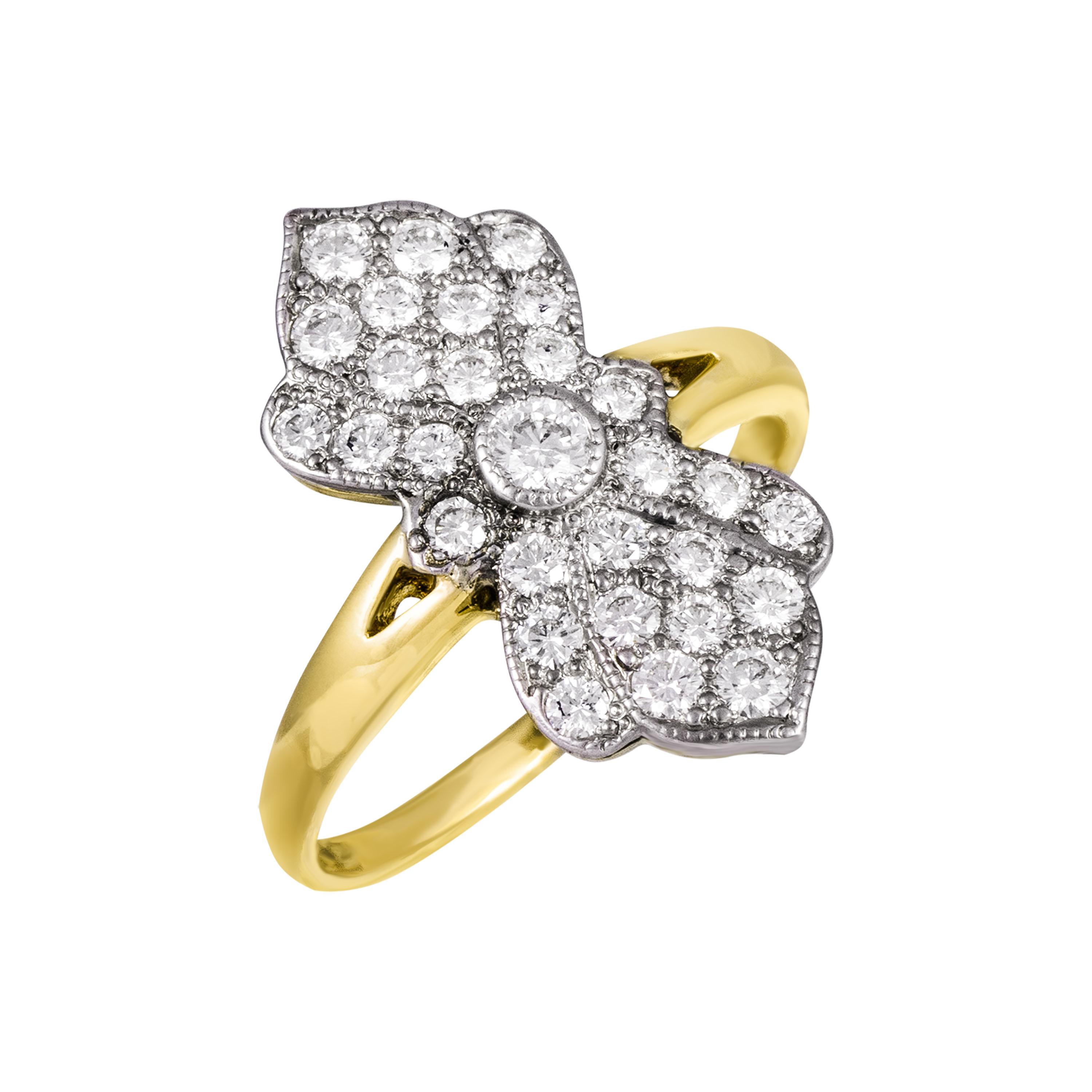 Золотое кольцо с бриллиантами 750 пробы 3.74 грамм