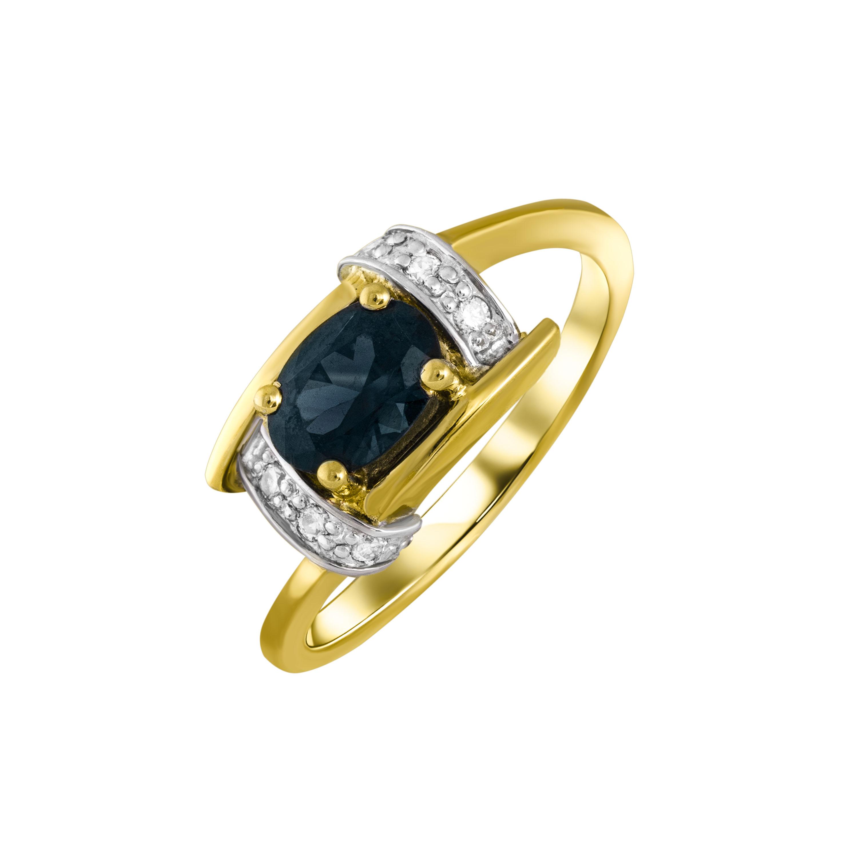 Золотое кольцо с бриллиантами и сапфиром 750 пробы 3.61 грамм