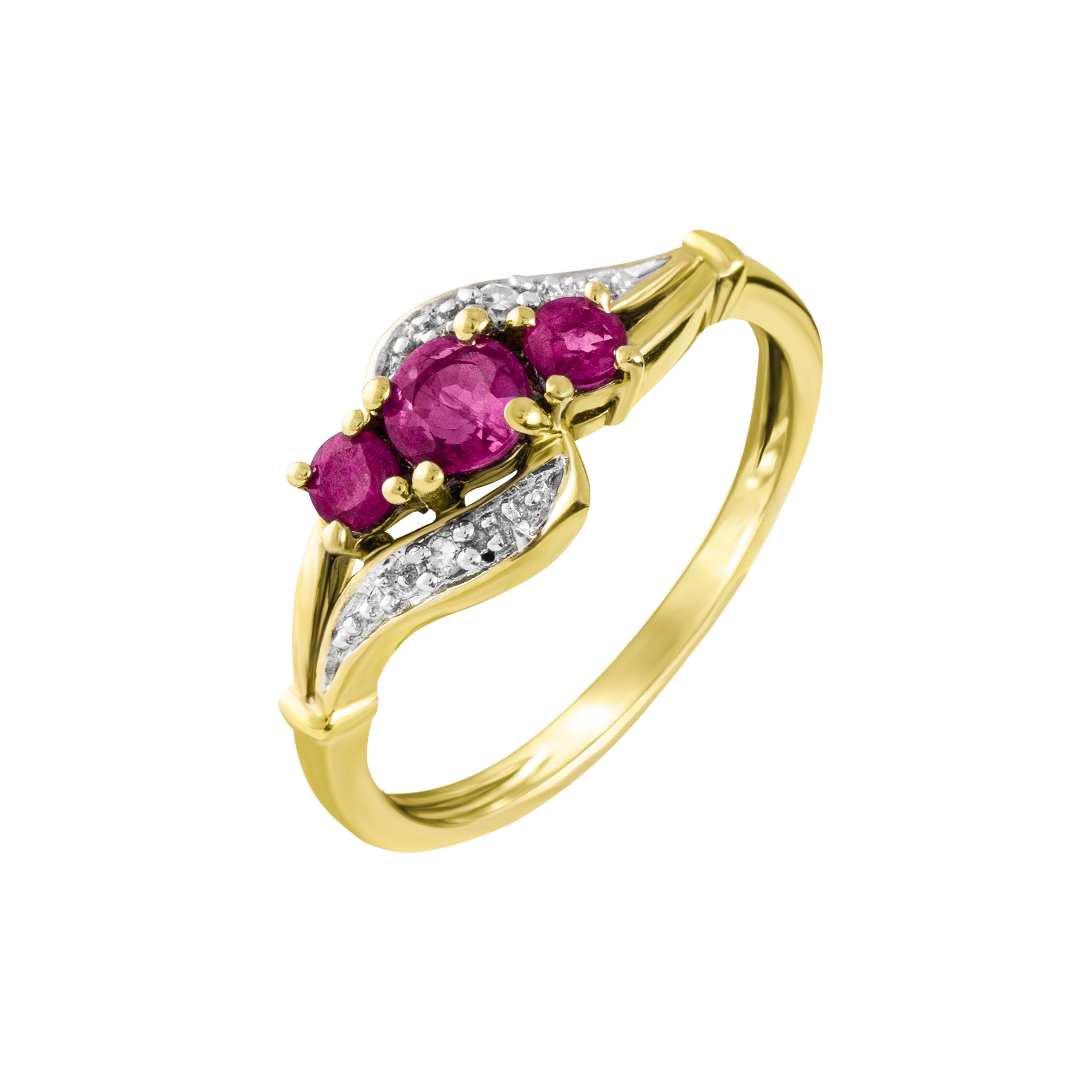 Золотое кольцо с бриллиантами и рубинами 585 пробы 1.77 грамм