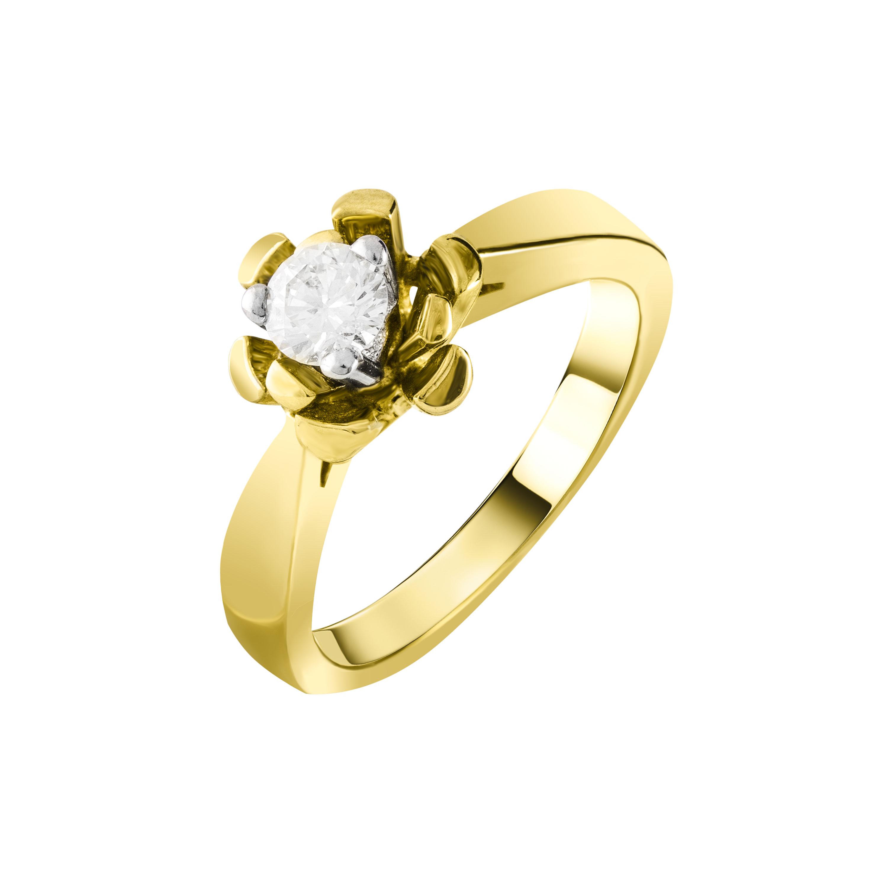 Золотое кольцо с бриллиантом 750 пробы 6.41 грамм